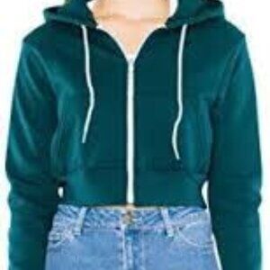 NWOT American Apparel Cropped Hoodie XS Forest Green